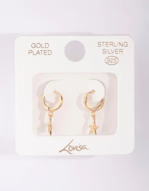 Gold Plated Sterling Silver Starfish Huggie Earrings