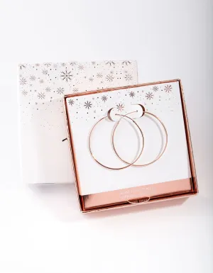 Rose Gold Plated Sterling Silver 40mm Plain Hoop Earrings