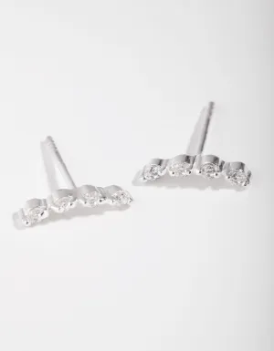 Sterling Silver Cubic Zirconia Crawler 4 Stone Earrings