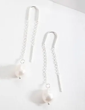 Sterling Silver Pearl Thread-Through Earrings