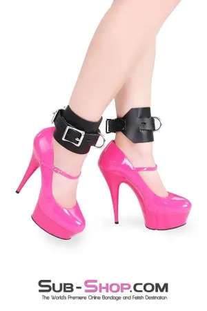 0702A      Deluxe Locking Ankle/Elbow Cuffs, Black Leather