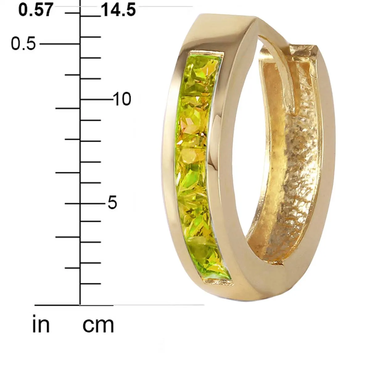 1 Carat 14K Solid Yellow Gold Hoop Huggie Earrings Peridot