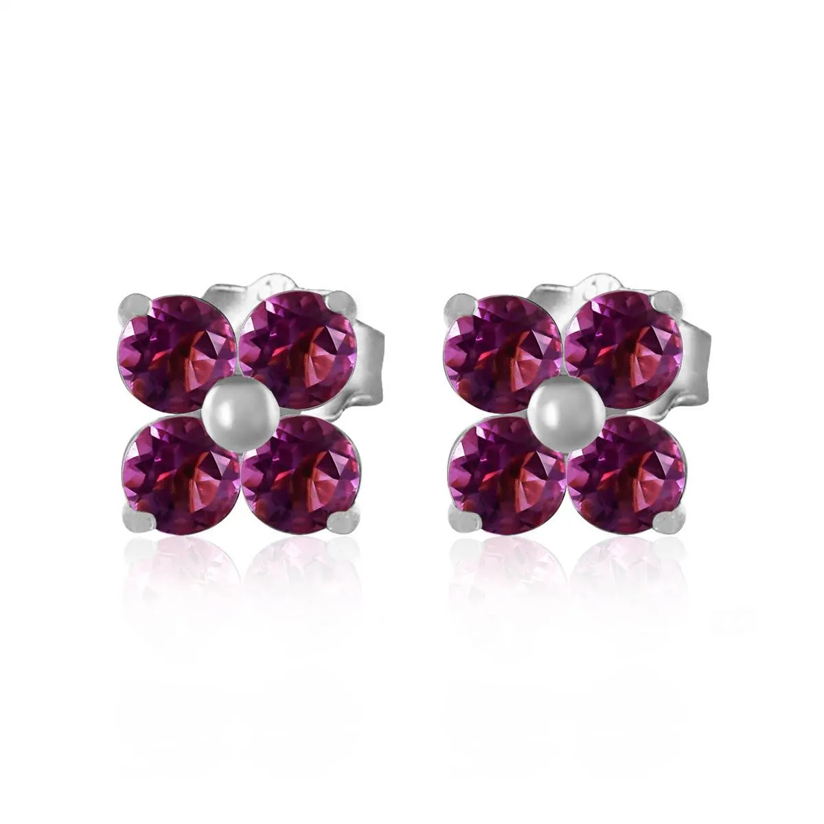 1.15 Carat 14K Solid White Gold Purple Splash Amethyst Earrings