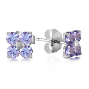 1.15 Carat 14K Solid White Gold Stud Earrings Natural Tanzanite