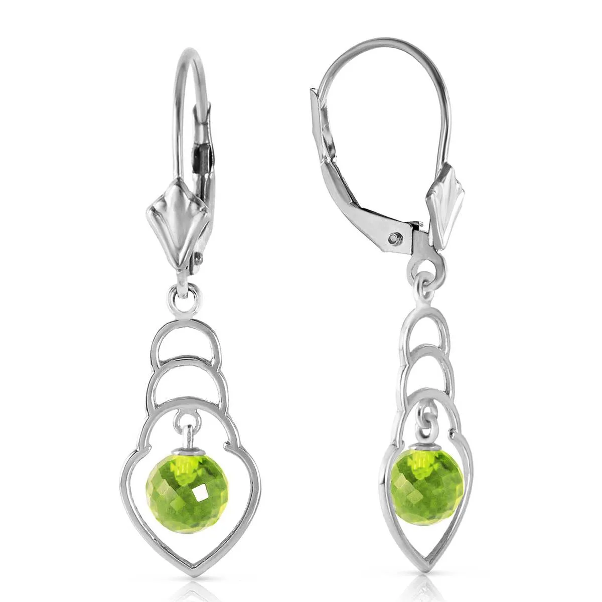 1.25 Carat 14K Solid White Gold Good To Try Peridot Earrings