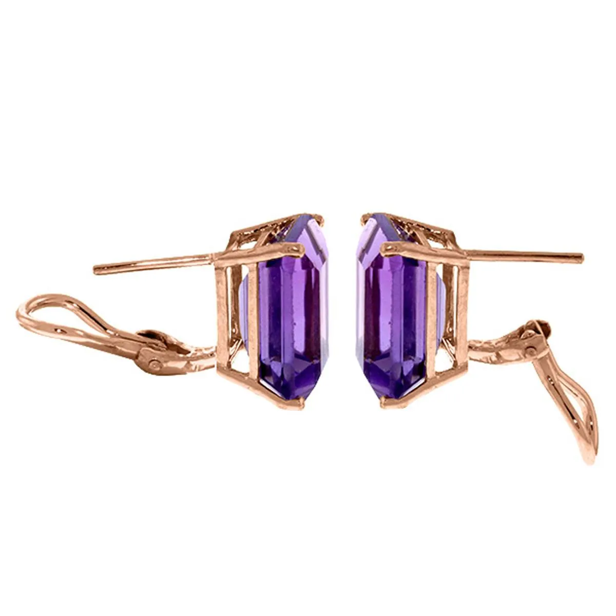 13 Carat 14K Solid Rose Gold Octagon Amethyst Earrings