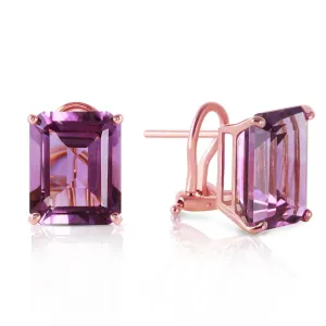 13 Carat 14K Solid Rose Gold Octagon Amethyst Earrings