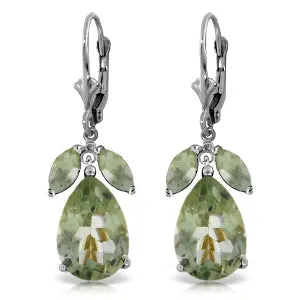 13 Carat 14K Solid White Gold Sanctimonious Green Amethyst Earrings