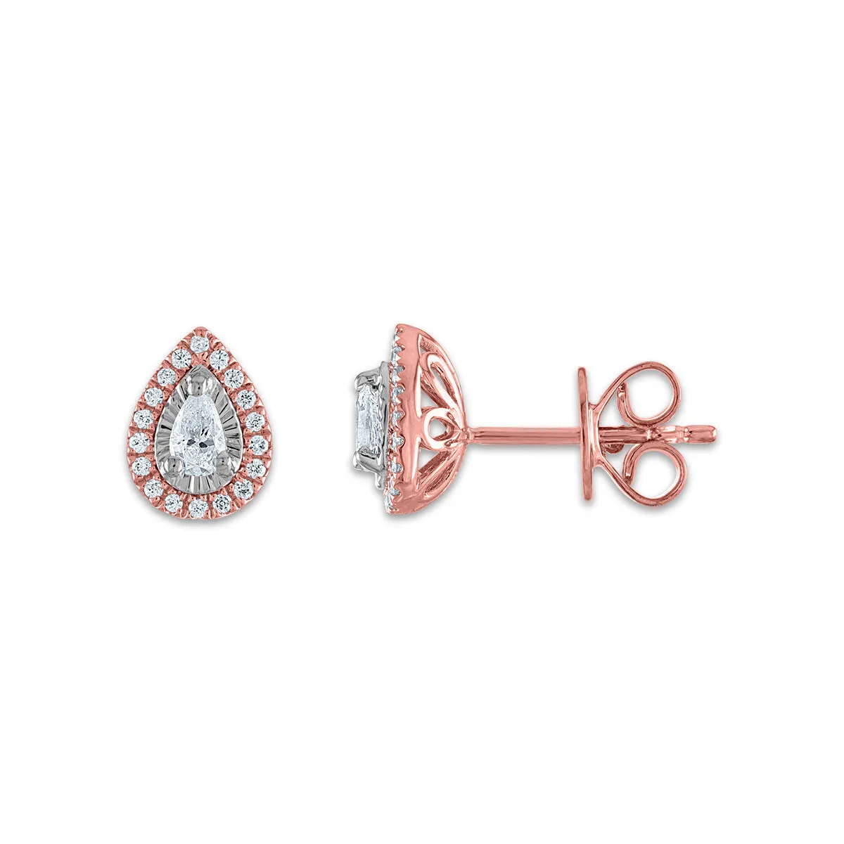 1/3 CTW Diamond Halo Stud Earrings in 10KT Rose Gold