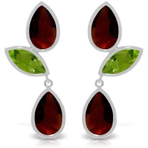 13.6 Carat 14K Solid White Gold Chandelier Earrings Garnet Peridot