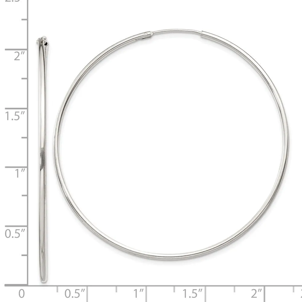 1.3mm, Sterling Silver, Endless Hoop Earrings - 50mm (1 7/8 Inch)