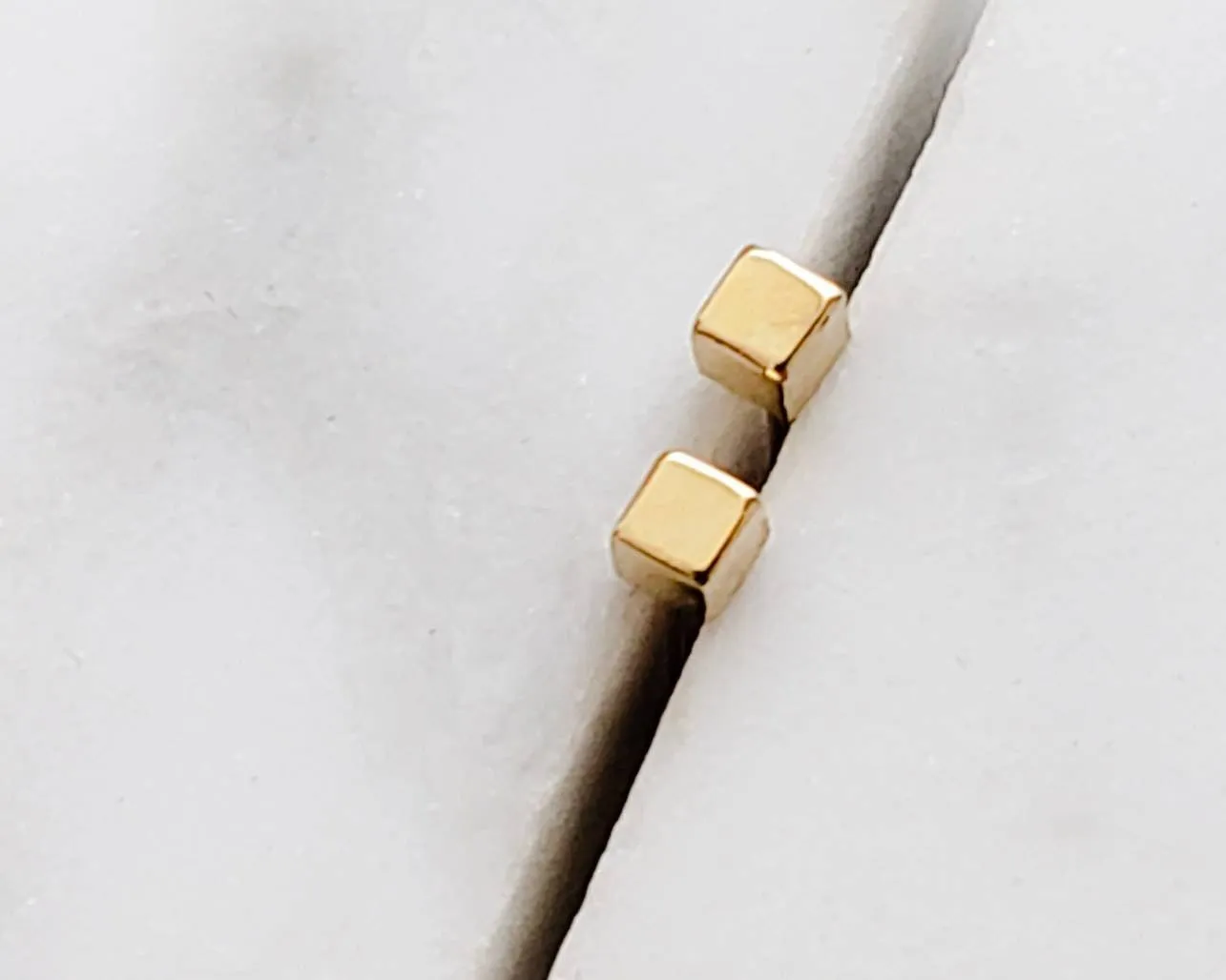 14K Gold Tiny Cube Studs