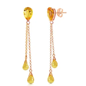 14K Solid Rose Gold Chandelier Royal Citrine Earrings