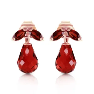 14K Solid Rose Gold Stud Earrings Natural Garnet Certified