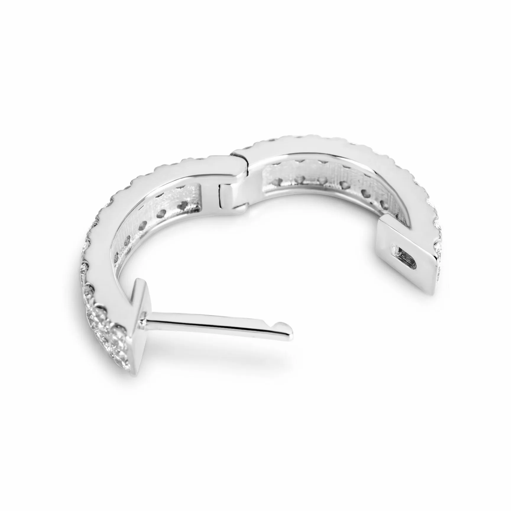 14k White Gold Diamond Hoop Earrings 1.5 ctw