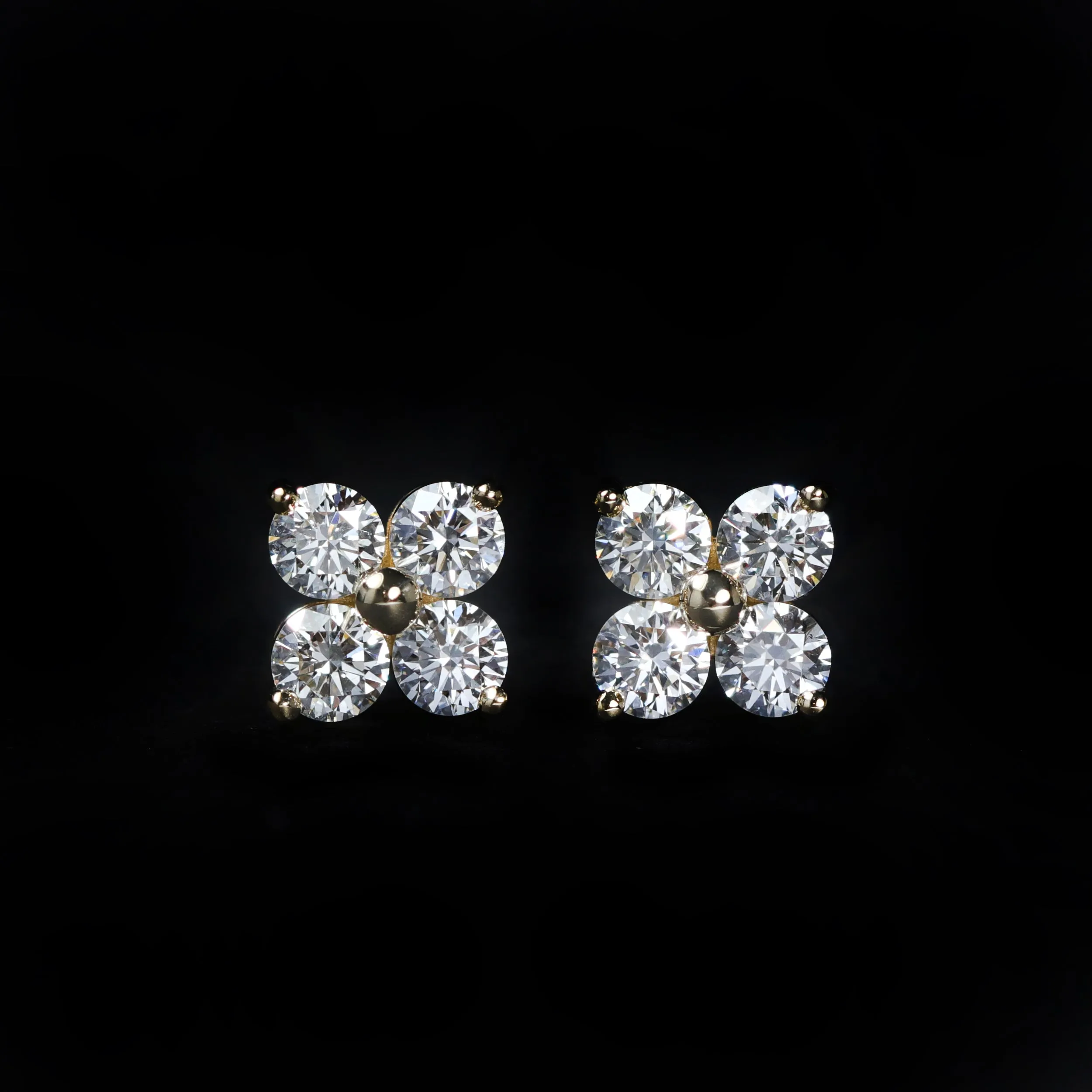 14K Yellow Gold 0.62 CTW Diamond Quatrefoil Stud Earrings