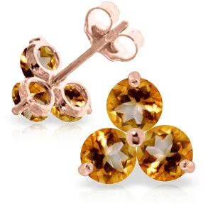 1.5 Carat 14K Solid Rose Gold Joelle Citrine Stud Earrings