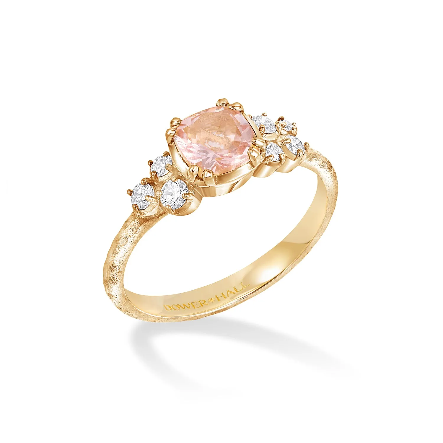 18k 6mm Cushion Morganite & Diamond Stargazer Ring