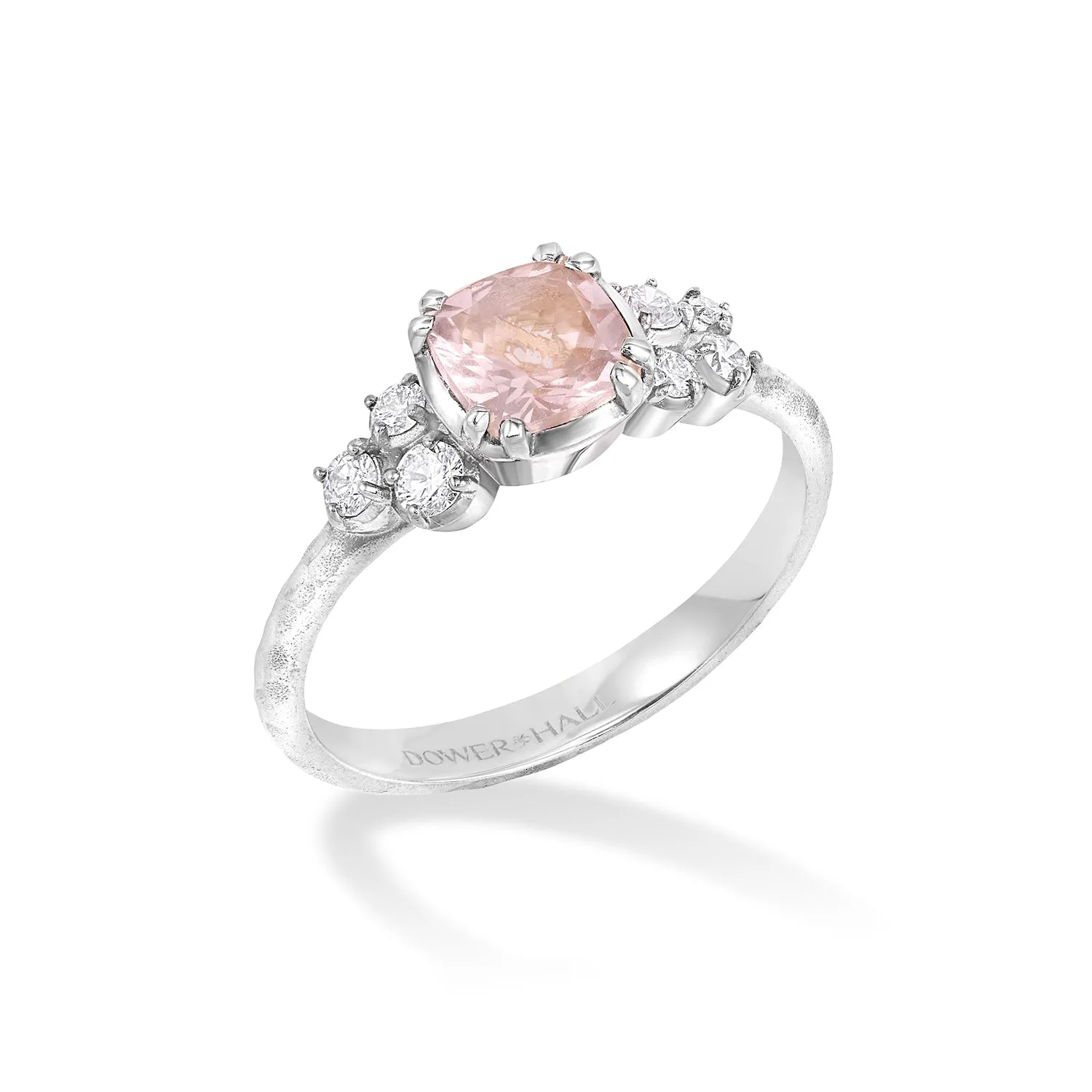 18k 6mm Cushion Morganite & Diamond Stargazer Ring