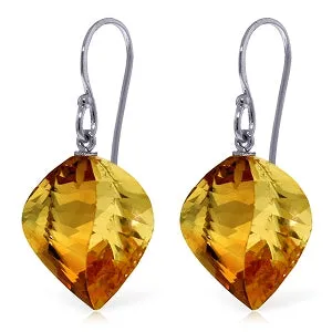 23.5 Carat 14K Solid White Gold Fields Of Barley Citrine Earrings