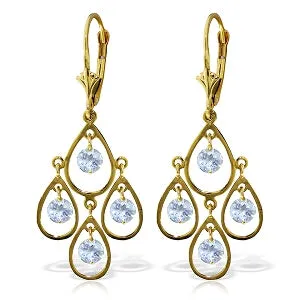 2.4 Carat 14K Solid Yellow Gold Pleasure Aquamarine Earrings