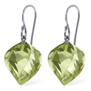 26 Carat 14K Solid White Gold Lovable Being Green Amethyst Earrings