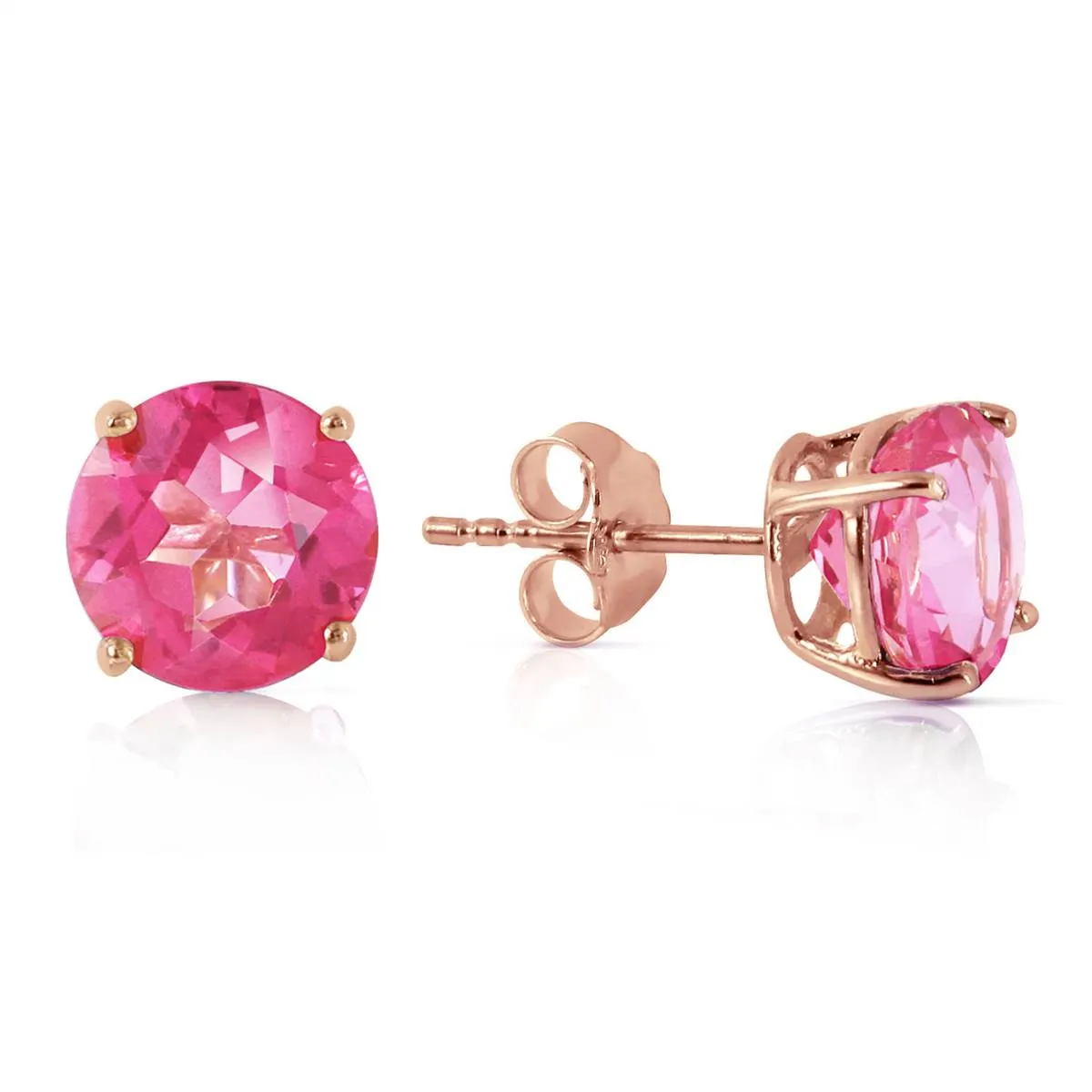 3.1 Carat 14K Solid Rose Gold Anna Pink Topaz Stud Earrings