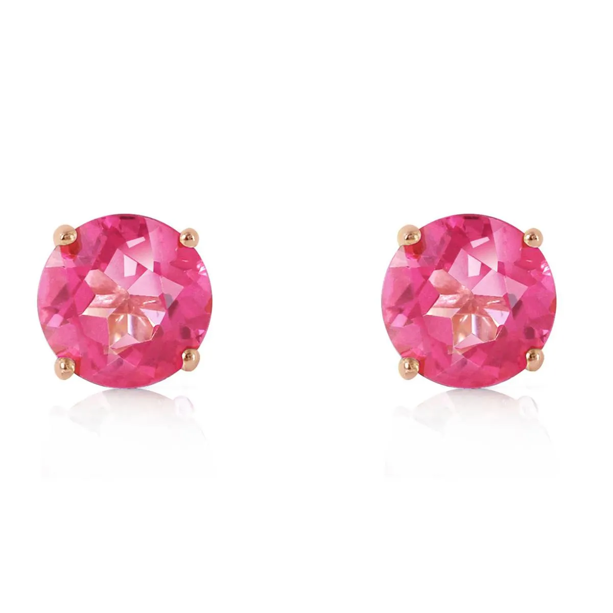 3.1 Carat 14K Solid Rose Gold Anna Pink Topaz Stud Earrings