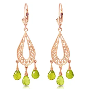 3.75 Carat 14K Solid Rose Gold Chandelier Earrings Natural Peridot