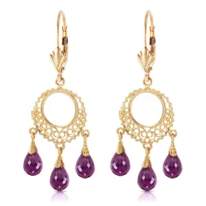 3.75 Carat 14K Solid Yellow Gold Funfare Amethyst Earrings