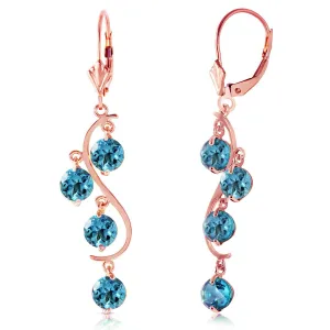 4.95 Carat 14K Solid Rose Gold Blue Topaz Drop Earrings