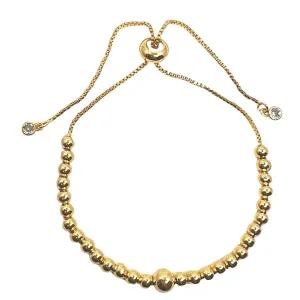 4mm Plated Gold Beaded Bracelet on Pull Chain (PGBT460/4)