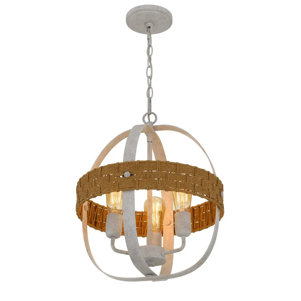 60W X 3 Barton Metal Chandelier With Rattan Design