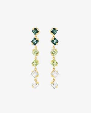 Amalfi Princess Cut Green Ombre Midi Drop Earrings