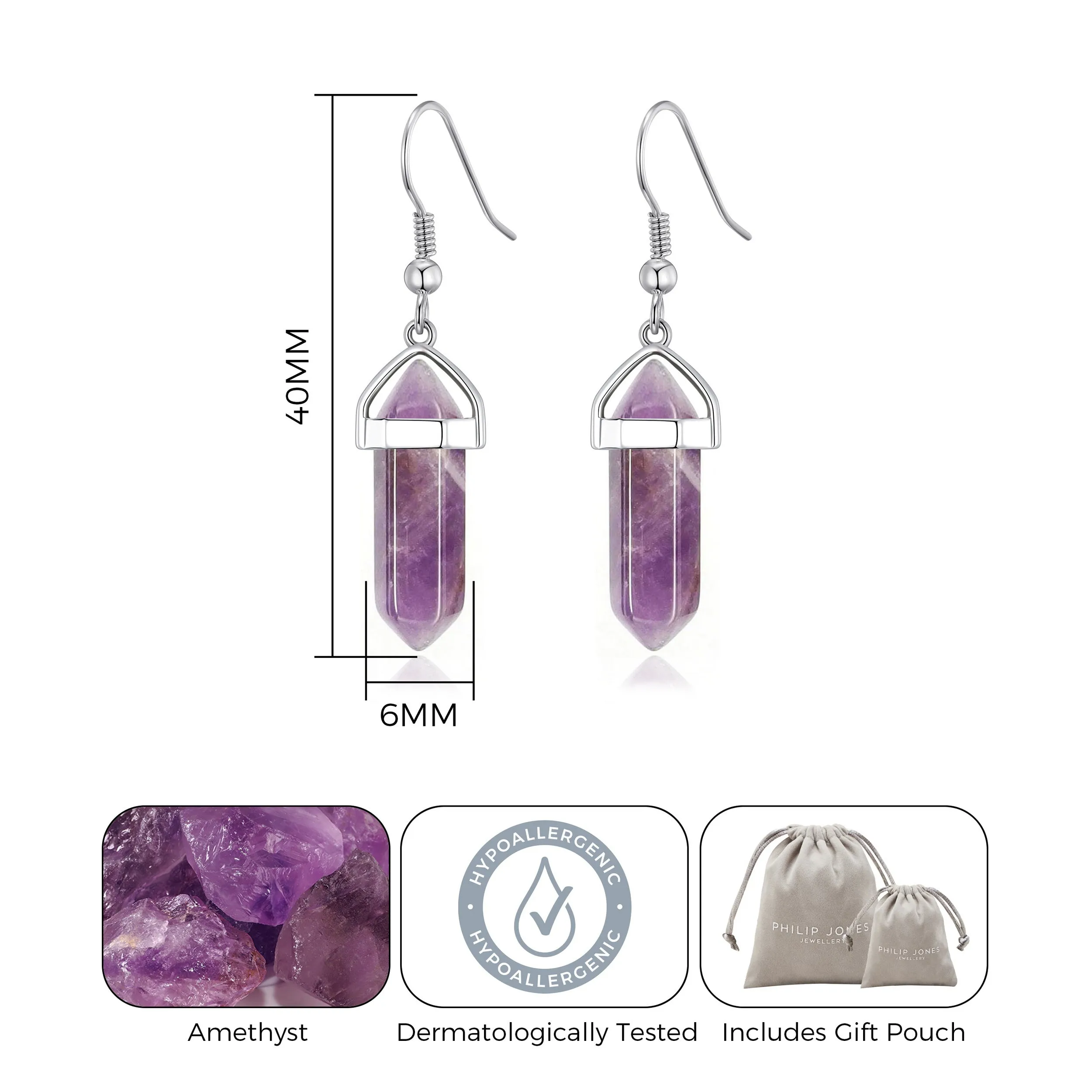 Amethyst Gemstone Drop Earrings