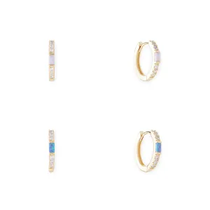 Andromeda Huggie Set in Pink & Blue Opal