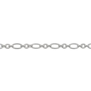 Antique Silver Plated Brass Figaro 3.5mm Chain by Foot (3 feet minimum)