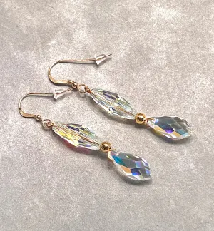 Austrian Crystal Drop Earrings In Gold