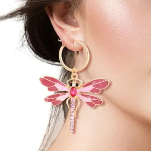 Baby Pink Dragonfly Hoops