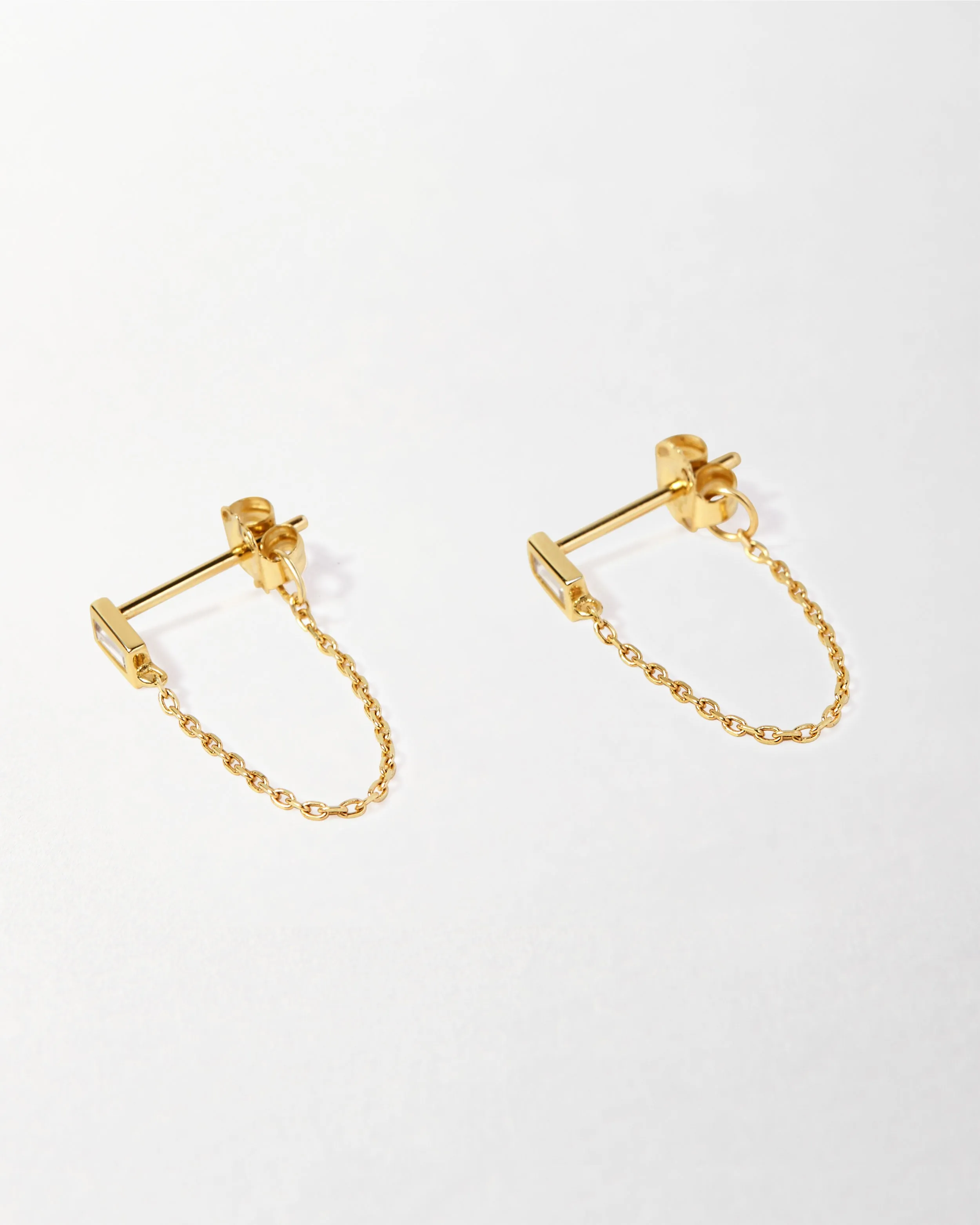 Baguette Diamond Chain Earrings