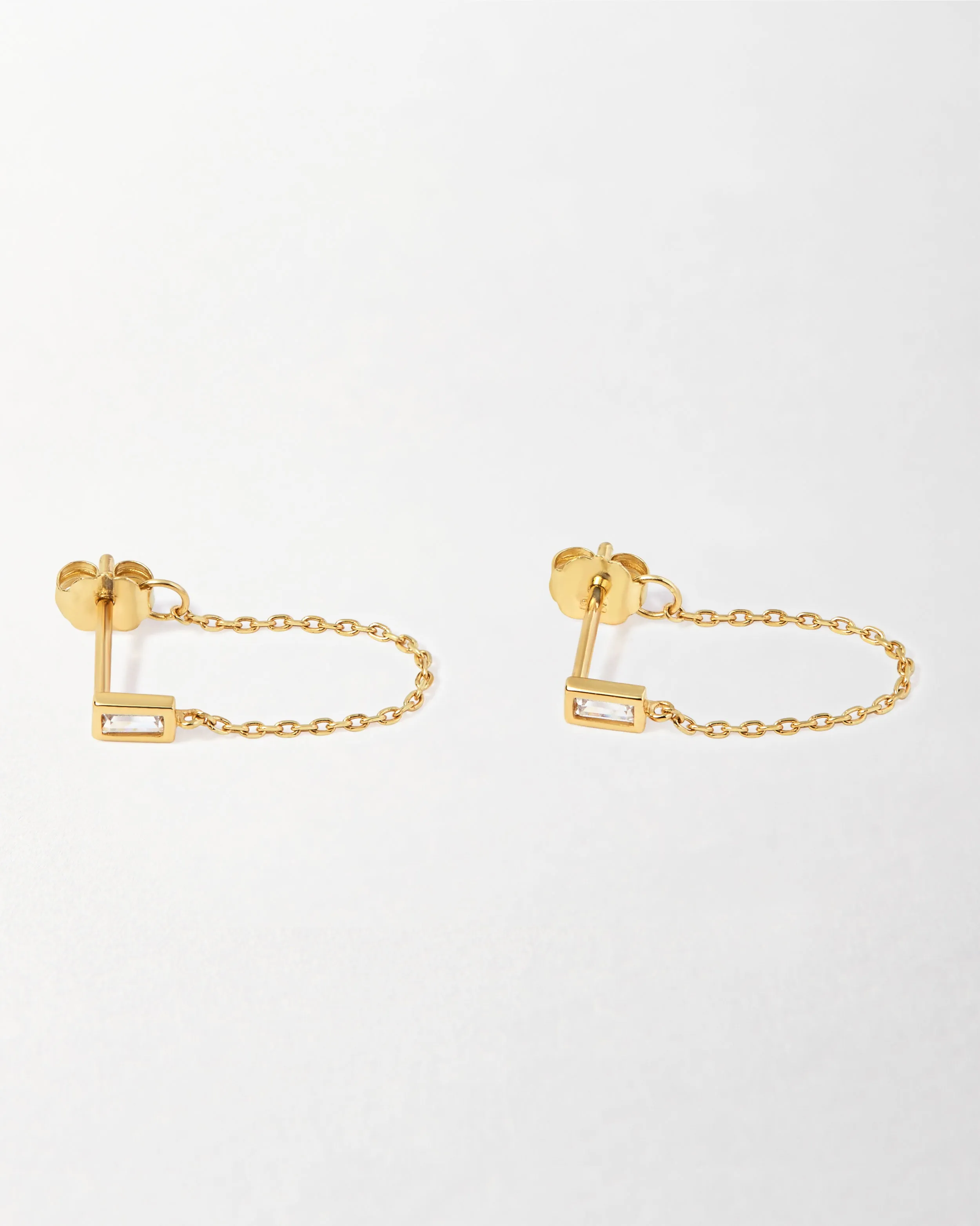 Baguette Diamond Chain Earrings