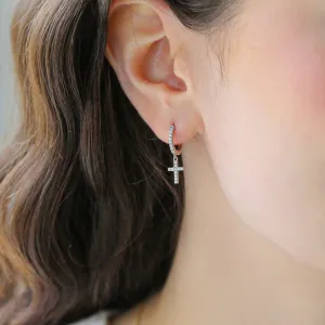 BELIEVER - Sterling Silver & Zirconia Cross Earrings