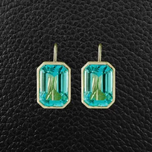 Bezel set Blue Topaz Earrings