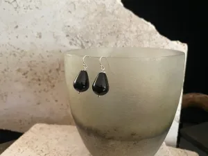 Black Agate Tear Drop Earrings