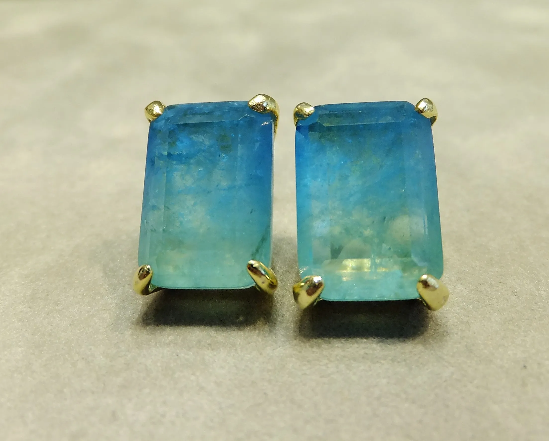 Blue Tourmaline Gemstone Earrings