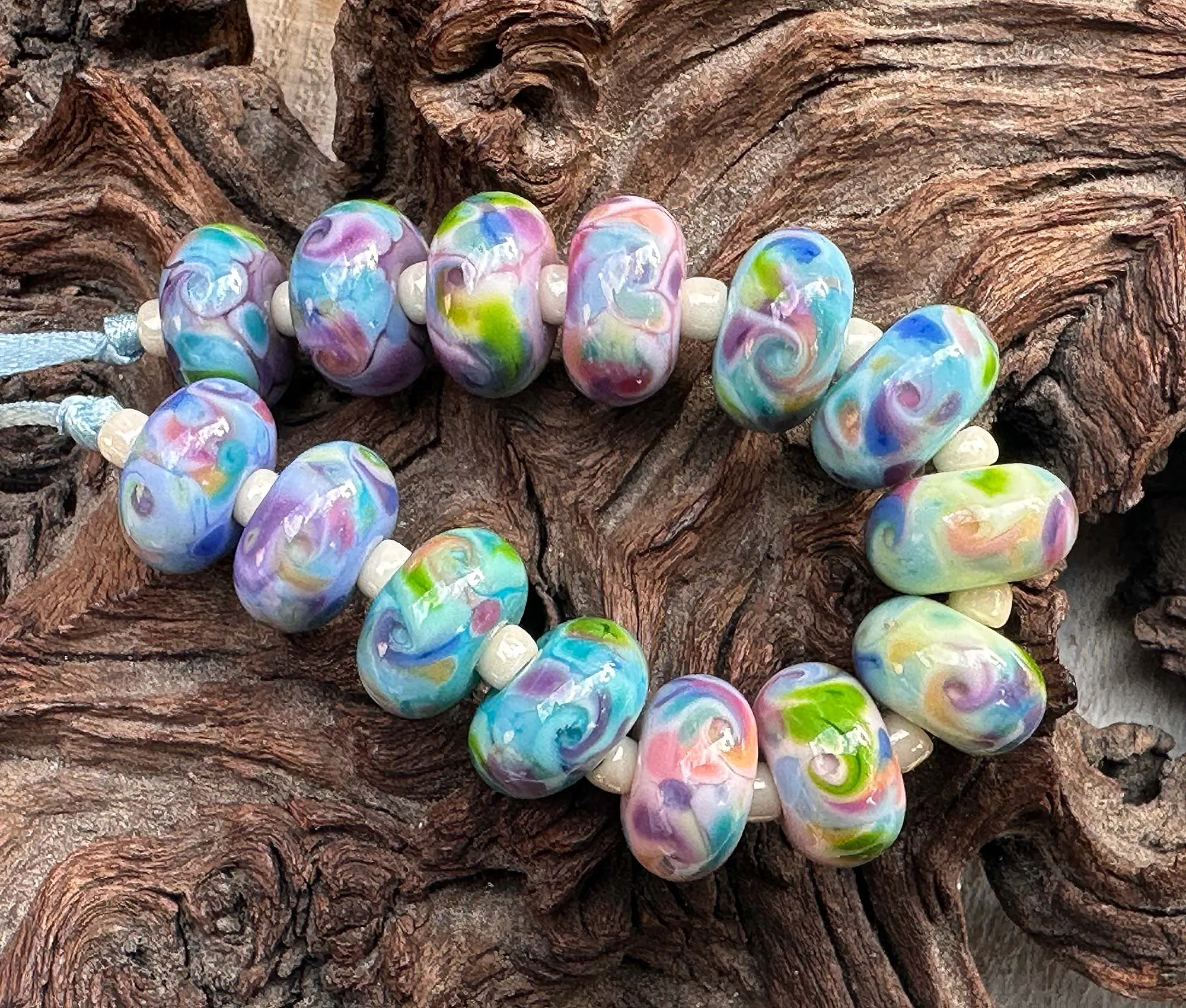 Candy Bouquet Blues Lampwork Beads Set SRA