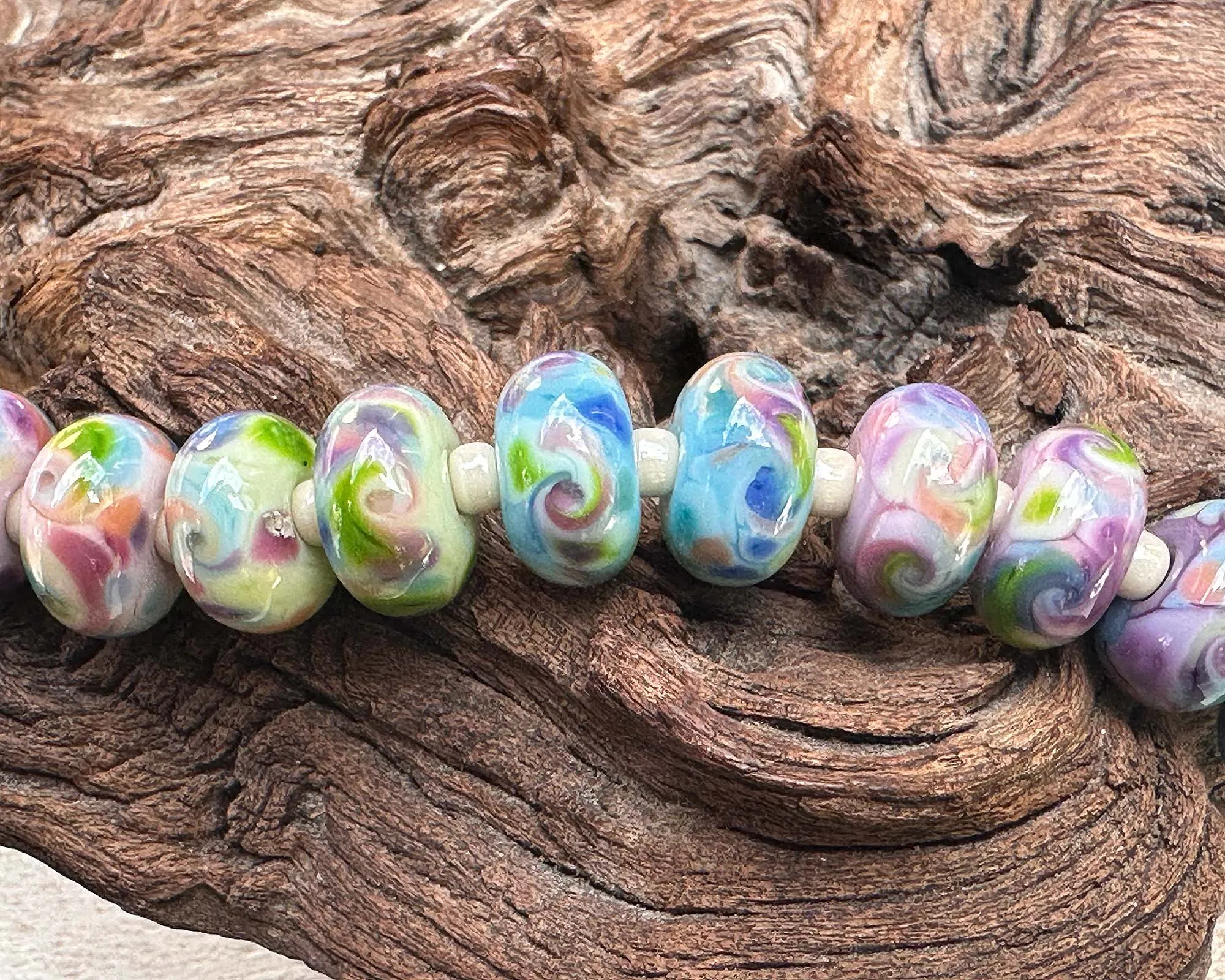 Candy Bouquet Blues Lampwork Beads Set SRA