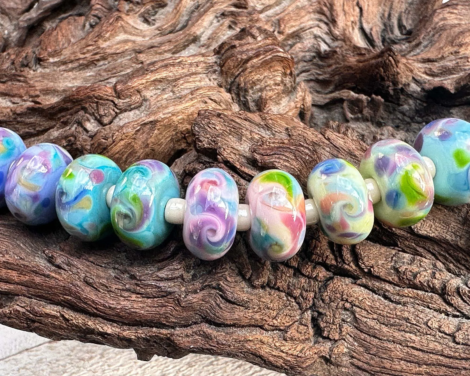 Candy Bouquet Blues Lampwork Beads Set SRA