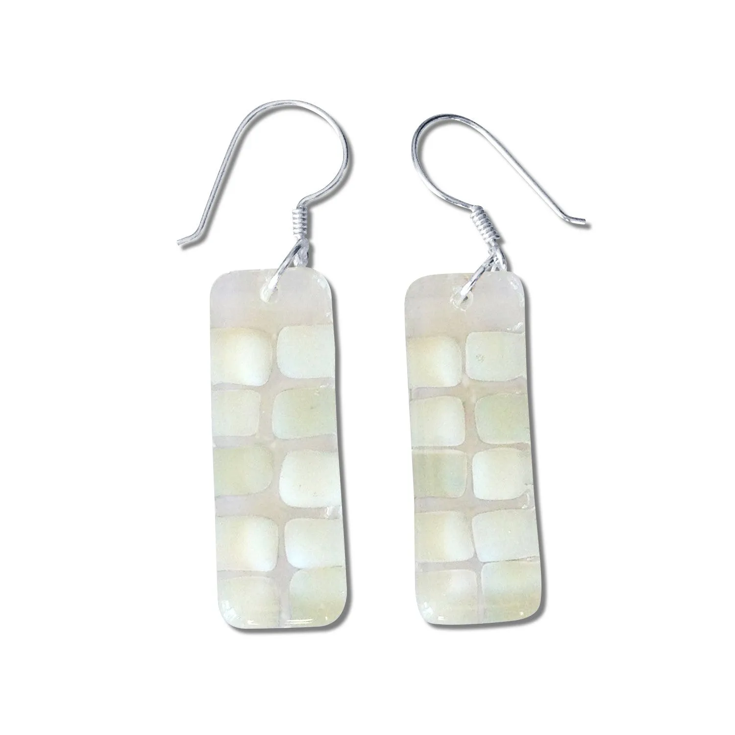 Checkerboard Glass Earrings - Green