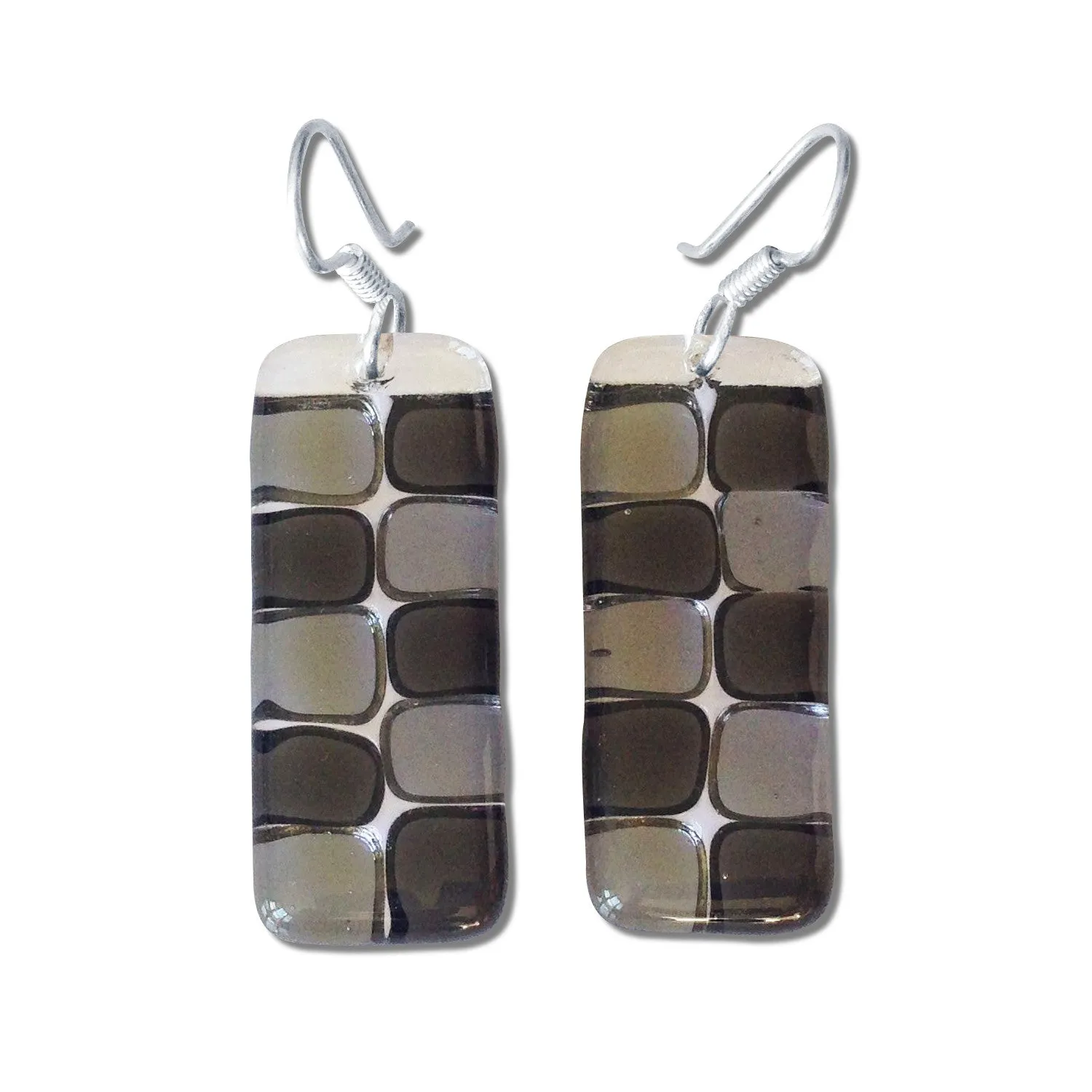 Checkerboard Glass Earrings - Green